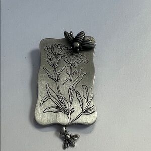 Elegant Silver Floral with bee brooch